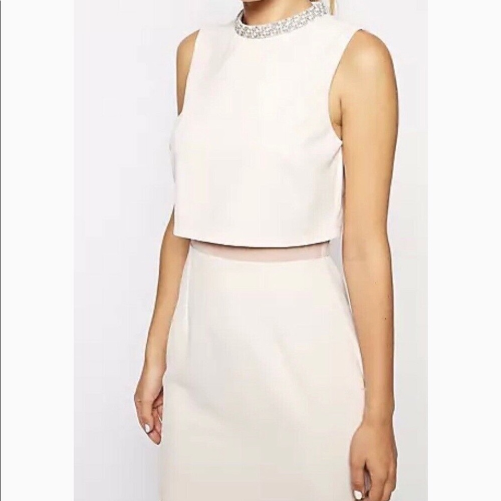 High neck pink dress
